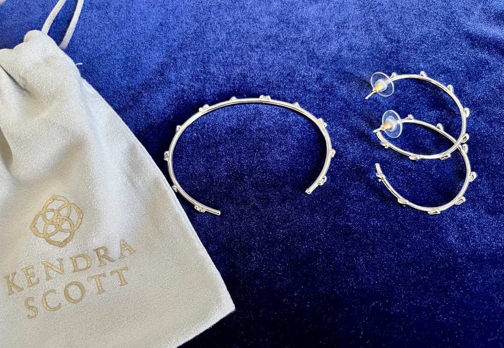 Kendra Scott Haven Heart Hoop Earrings AND Cuff Bracelet in Silver